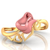 14K Rose Attached with Love Word Designed Gold Ring