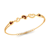 14K  Filled Multiple Maroon Hearts Gold   Bracelet