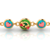 14K Gold Bracelet with unique 3 heart-shaped designs