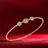 14K Gold Bracelet with unique 3 heart-shaped designs