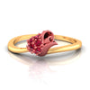 14K gold ring with a rose motif adorned with red stones