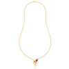 14K gold necklace with a rose flower design and a pearl accent 