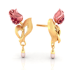 14K gold earrings with a rose flower design  