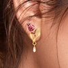 14K gold earrings with a rose flower design  