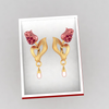 14K gold earrings with a rose flower design  