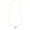 14K heart-shaped gold necklace with butterflies and a pearl drop 