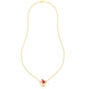 14K gold pendant with stone-studded rose entwined in a leaf design 