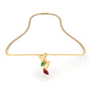 14K gold pendant with stone leaves and hollow leaves on a twig design 