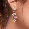 14K gold earrings with connected water droplet design and and beautiful detailing  