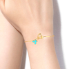 14K gold bracelet adorned with a butterfly and a hollowed-out butterfly heart  