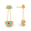 14K gold earrings with magnificent sunrise shaped design 