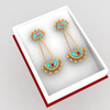 14K gold earrings with magnificent sunrise shaped design 