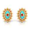 14K sunflower designed gold earrings with a heart in the center 