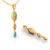 14K gold pendant with exquisite enameling on connected droplet design  