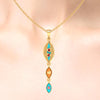 14K gold pendant with exquisite enameling on connected droplet design  