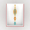 14K gold pendant with exquisite enameling on connected droplet design  