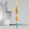 14K gold pendant with exquisite enameling on connected droplet design  