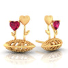 14k (585) Gold Earrings With Love In Bloom Design