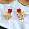 14k (585) Gold Earrings With Walking Hearts Design