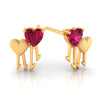 14k (585) Gold Earrings With Walking Hearts Design