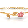 14K (585) Gold Bracelet With Rose Motif And Interlinked Chains Design