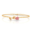 14K (585) Gold Bracelet With Rose Motif And Interlinked Chains Design