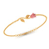 14K (585) Gold Bracelet With Rose Motif And Interlinked Chains Design