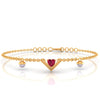 14K (585) Gold Bracelet With Heart Motif Set On A V Shape And Embedded Pearls