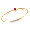 14K (585) Gold Bracelet With Heart Motif Set On A V Shape And Embedded Pearls