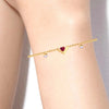 14K (585) Gold Bracelet With Heart Motif Set On A V Shape And Embedded Pearls