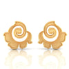 14k (585) Gold Earrings With Floral Stud Design And Swirl Detail