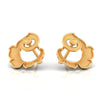 14k (585) Gold Earrings With Floral Stud Design And Swirl Detail