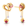 14k (585) Gold Earrings Having Interlocking Hearts Design With Heart And Pearl Danglers