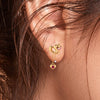 14k (585) Gold Earrings Having Interlocking Hearts Design With Heart And Pearl Danglers