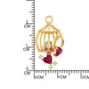 14K Gold Pendant With Pearl In A Cage Design And Embedded Gemstones