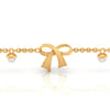 14K (585) Gold Bracelet Ribbon Design With Embedded Pearls