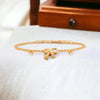 14K (585) Gold Bracelet Ribbon Design With Embedded Pearls