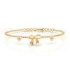 14K (585) Gold Bracelet Ribbon Design With Embedded Pearls