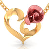 14K Gold Necklace With Rose Heart Motif