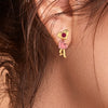 14k (585) Gold Earrings With Dancing Hearts Design And Embedded Stones