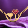 14K Gold Necklace With Anchored Hearts Design