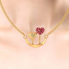 14K Gold Necklace With Anchored Hearts Design