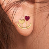 14k (585) Gold Earrings With Anchored Hearts Design