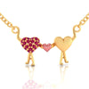 14K Gold Necklace With Hearts Held By Love Design