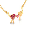 14K Gold Necklace With Hearts Held By Love Design