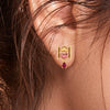 14k (585) Gold Earrings With Stacked Hearts Design And Stone Dangles