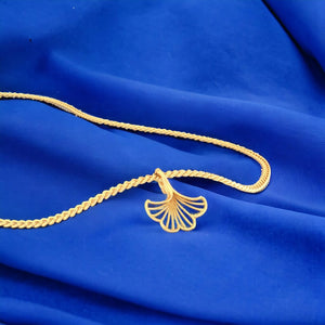 14K Gold Pendant (Without Chain) With Ginkgo Leaf Design