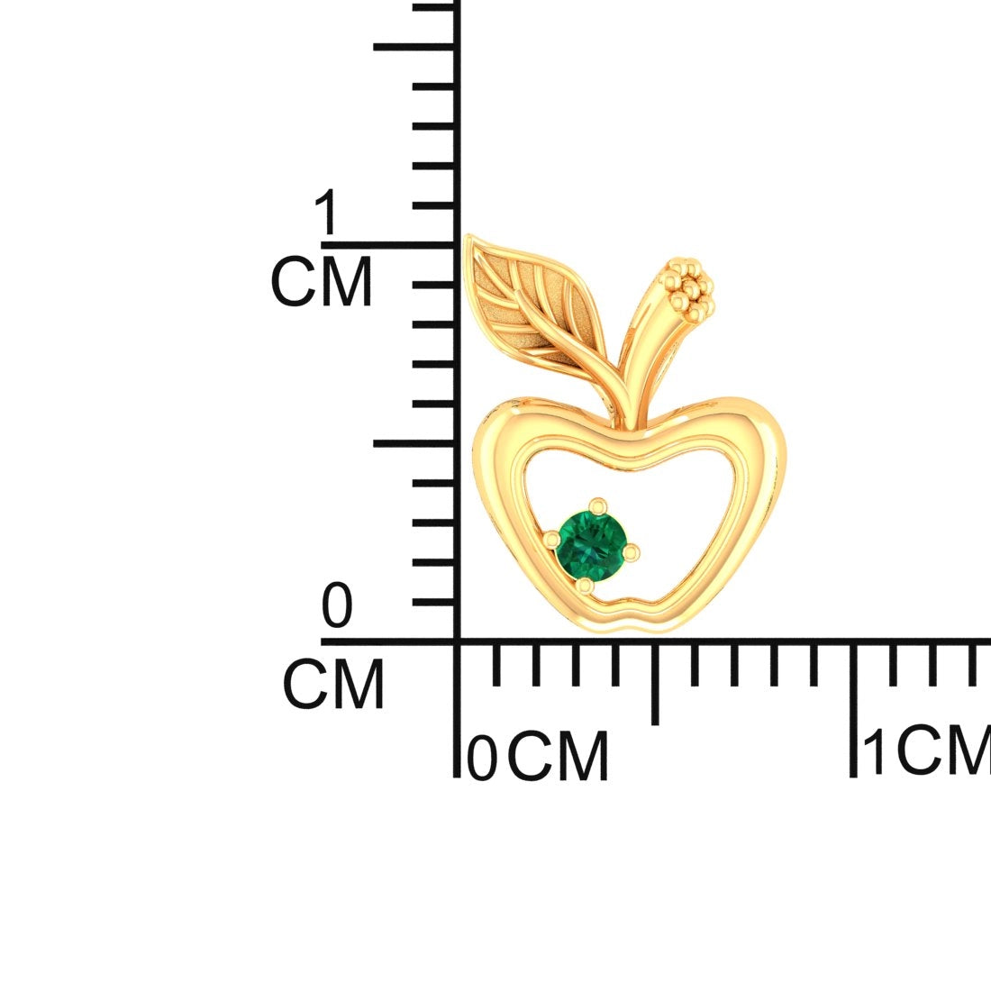 14K Gold Pendant (Without Chain) Apple Design With Stone Accent