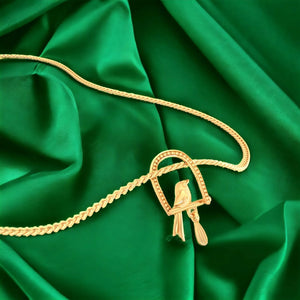 14K Gold Pendant (Without Chain) With Bird On A Horseshoe Design