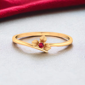 14K Delicate Yellow Gold Flower Ring for Women